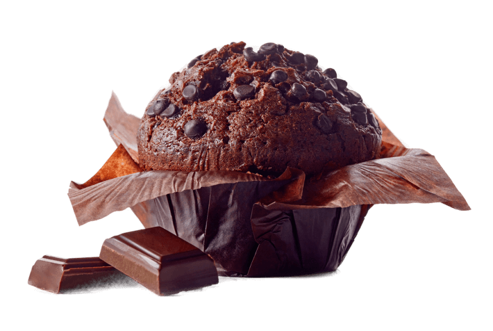 Chocolate muffin isolated on white