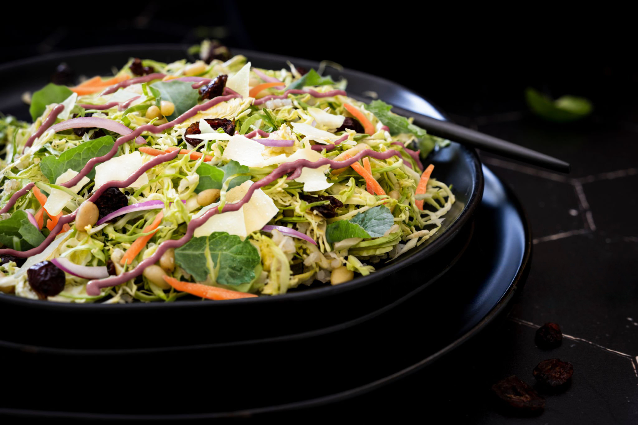 Shaved Brussel Sprout and Dried Blueberry Salad