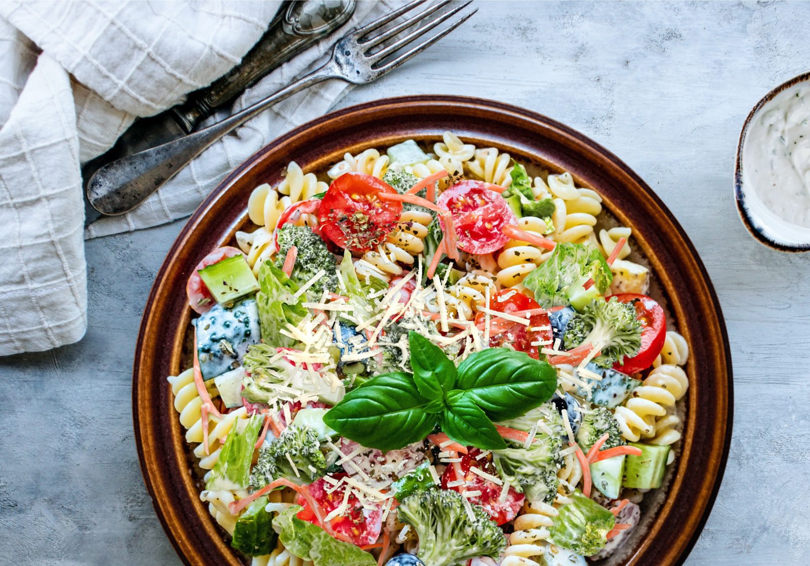 Fresh Garden Vegetable Caesar Pasta Salad