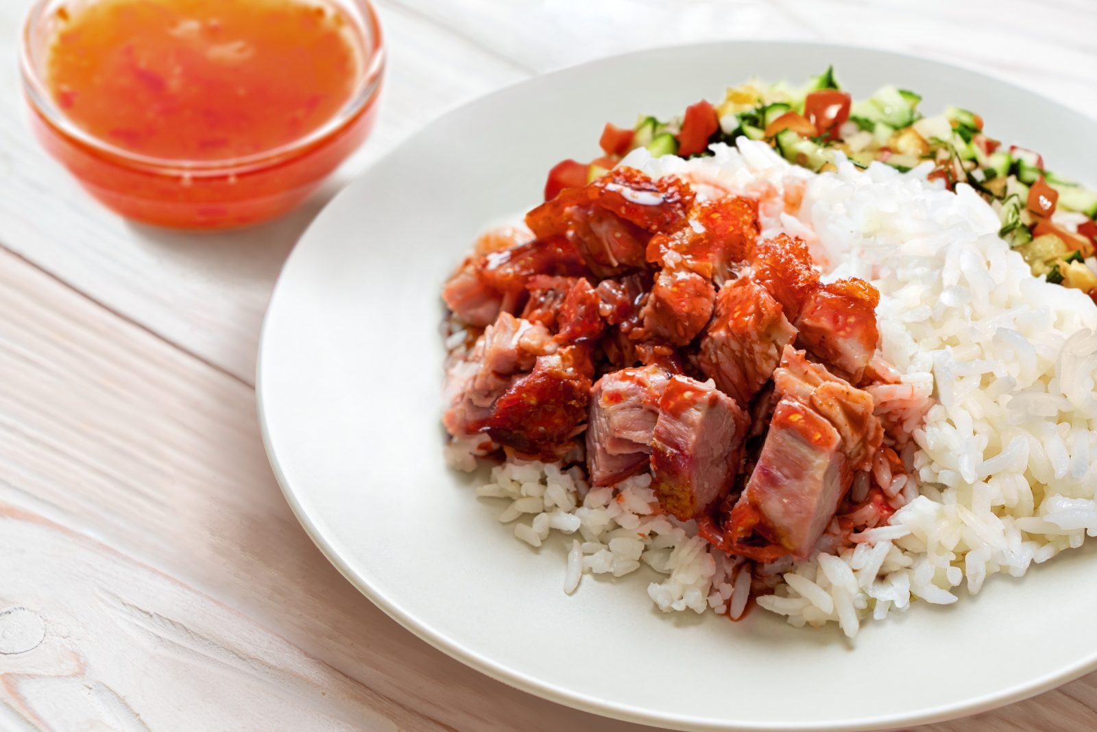 Sauce Craft Sweet Chili Crispy Thai Pork with Cucumber Salad