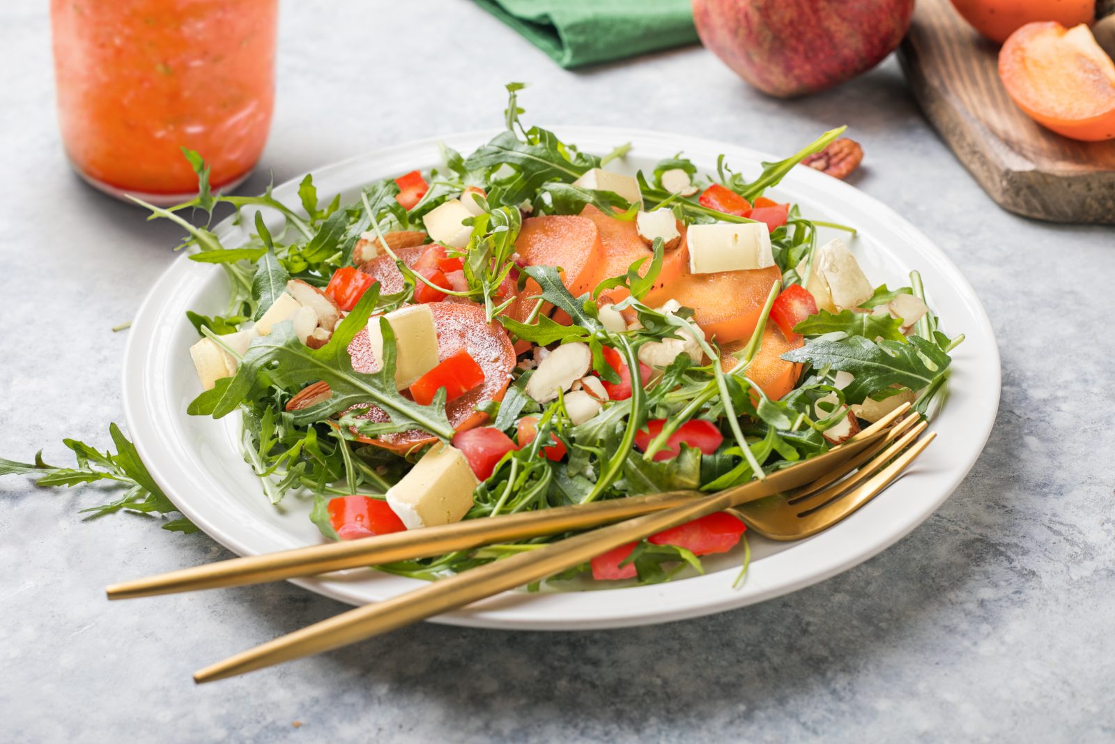 Fuyu Persimmon, Baby Arugula And Brie Cheese Salad