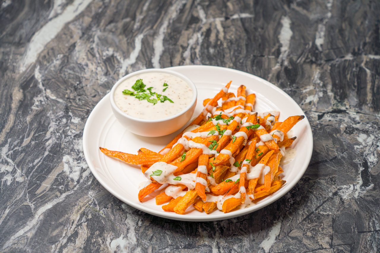 Sweet Potato Fries with Green Goddess Ranch