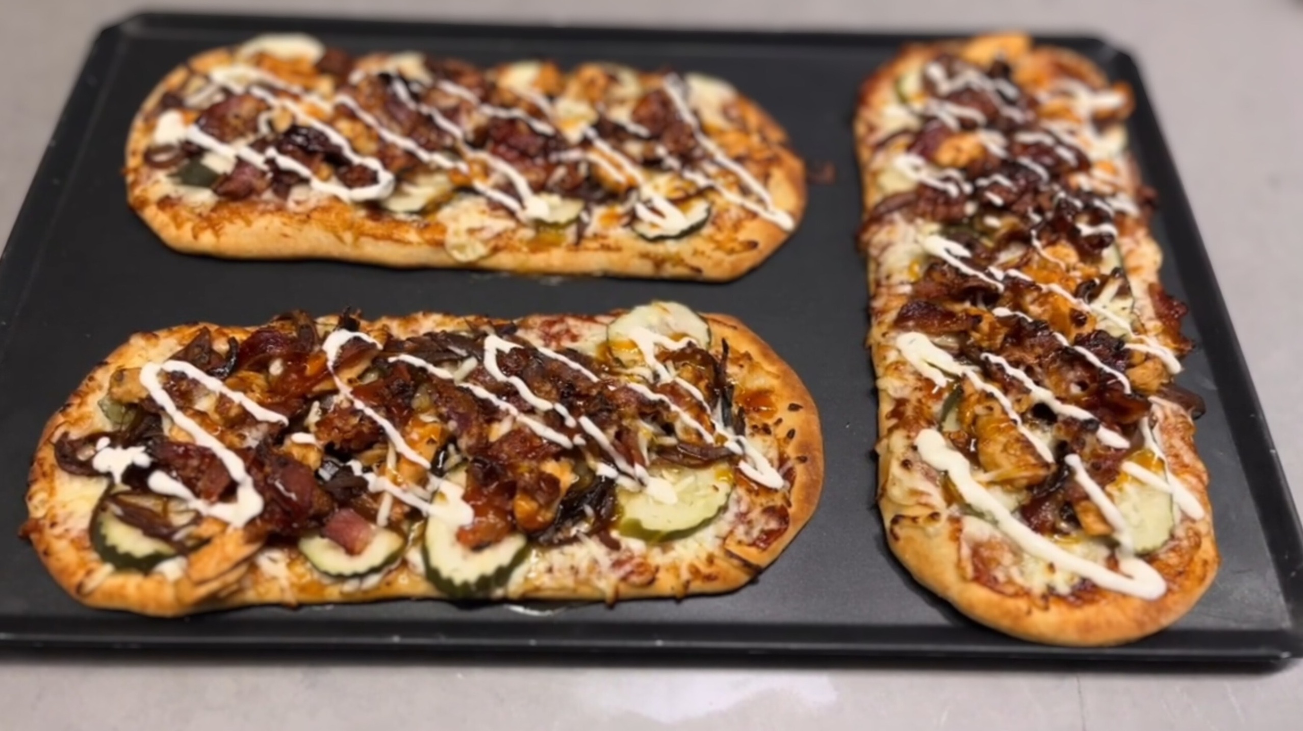 BBQ Chicken Pickle Flatbread Pizza