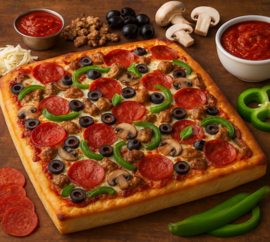 Loaded Sicilian Style Deluxe Pizza 